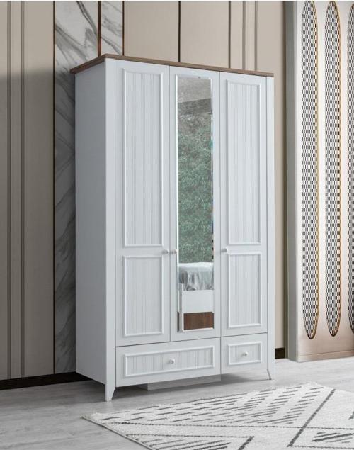 Yalı Modern 3 Kapaklı Aynalı Elbise Dolabı 125 x 60 x 211