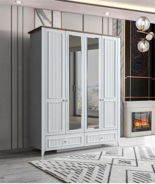 Yalı Modern 4 Kapaklı Aynalı Elbise Dolabı 165 x 60 x 211