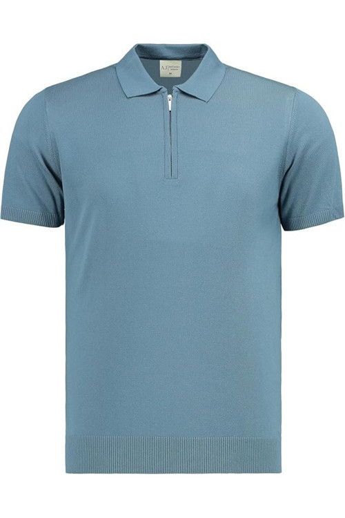 Erkek Fit Fermuarlı Triko Polo Tişört Stefano