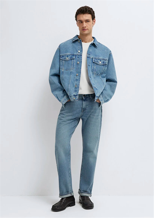 Mavı M0110001-A2096 Ryan Dusty Lt Blue Denım Erkek Oversıze Denım Ceket