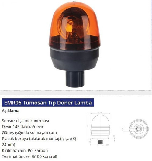 12V Döner Lamba Tümosan Tip (1 Ad )