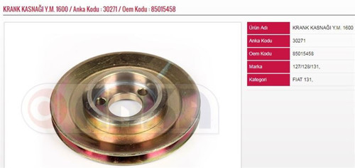Krank Kasnağı Y.M. Fıat M131 - 1600 (1 Ad )