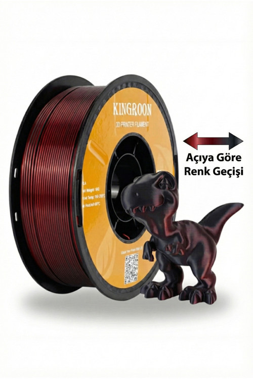 Çift Renkli Silk Pla 1.75 Mm Siyah Kırmızı - Büyüleyici Gül Tonu - Parlak Yüzey