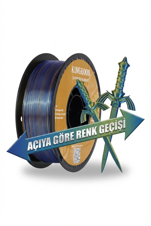 Çift Renkli Silk Pla - Altın & Mavi (Kraliyet Tonu) - 1.75Mm 1Kg - Açıya Göre Renk Değiştirir