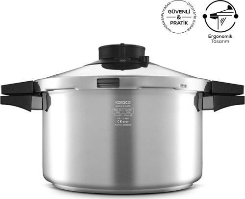 Quick And Safe Indüksiyon Tabanlı Düdüklü Tencere 7 Litre Gümüş