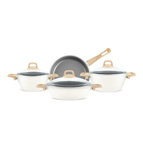x Refika Swiss Crystal 7 Parça Tencere Seti Creamy