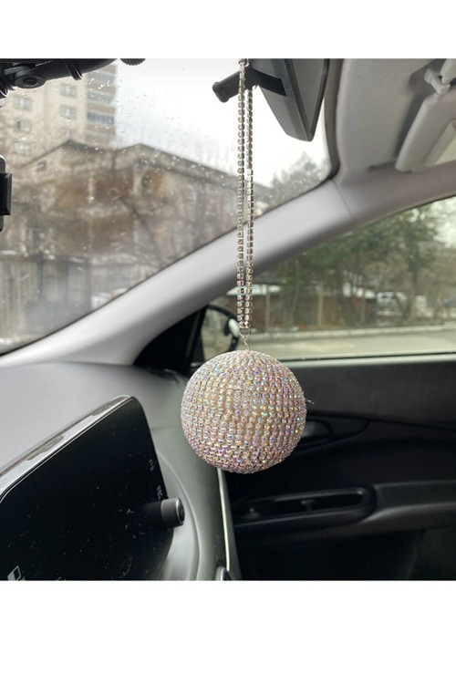 Kristal Taşlı Disko Topu Dikiz Ayna Süsü (5 Cm)
