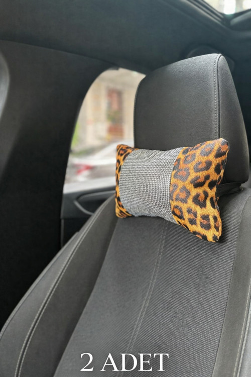 Leopar Sarı Desenli Boyun Yastığı 2’Li Set