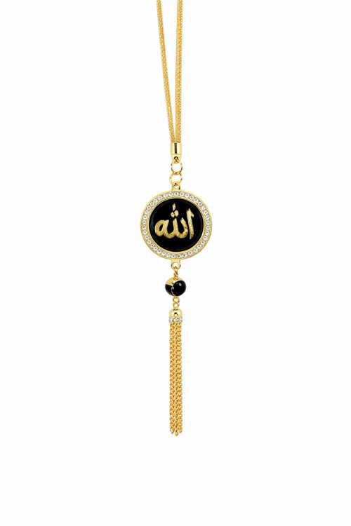 Allah Ve Muhammed Yazılı Kendinden Kokulu Dikiz Aynası Süsü Gold