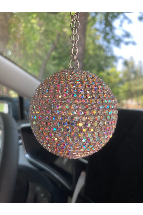 Mini Disko Topu - Kristal Dikiz Ayna Süsü – Eğlenceli Araba Aksesuarı - Hediyelik Araba Süsü (6,5Cm)