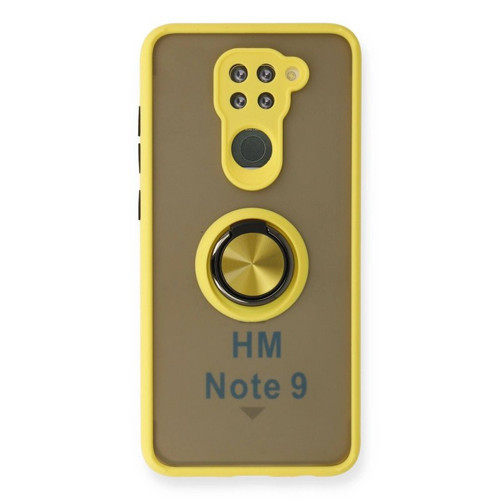 Redmi Note 9 Kılıf Montreal Yüzüklü Silikon Kapak - Sarı