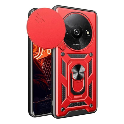 Redmi A3 4g Kılıf Pars Lens Yüzüklü Silikon - Kırmızı