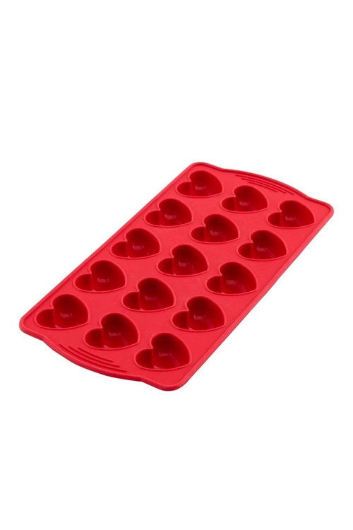 Silikon Kalp Çikolata Ve Buz Kalıbı Kırmızı 10X20 Cm Kırmızı Buzluk