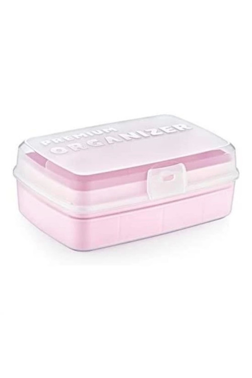 12 Bölmeli Çok Amaçlı Takı Toka Kutusu Dikiş Kutusu Kapaklı Organizer Kutusu 2L 20*14Cm