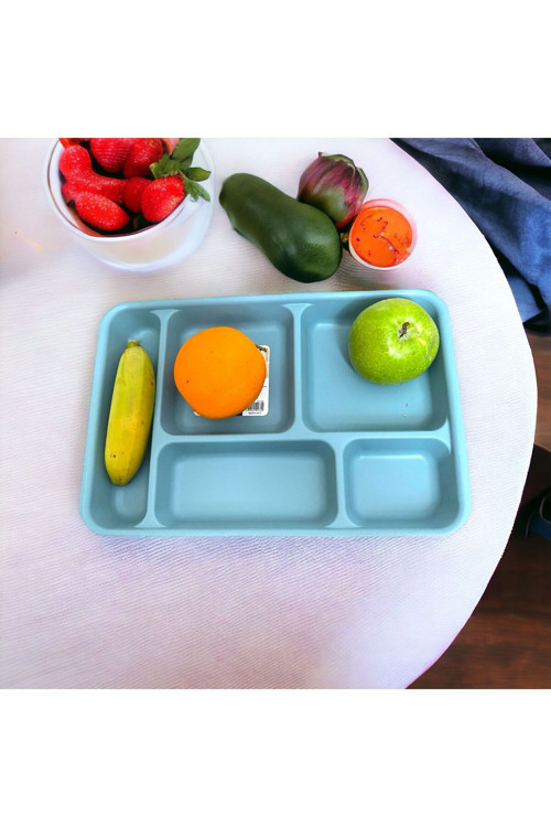 Tabldot 5 Bölmeli Lüks Plastik Piknik Yemek Servis Tabağı 1 Adet Mavi Tablot 21X31X3,3(H) Cm