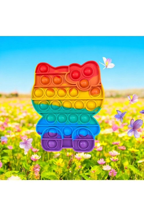 Pop It - Hello Kitty Gökkuşağı Renk Duyusal Oyuncak Zihinsel Gelişim Stres Popit
