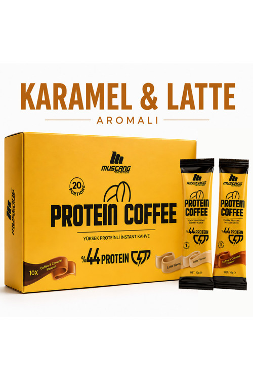 Protein Coffee Karamel & Latte Aromalı 10 Gr x 20 Servis 200 Gr Yüksek Proteinli Kahve