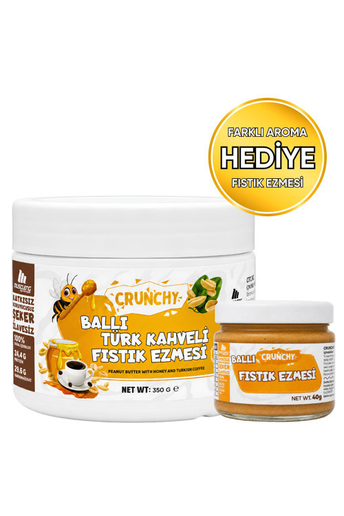 Crunchy Ballı Türk Kahveli Fıstık Ezmesi 350 Gr 24,72 Gr Protein + 40 Gr Fıstık Ezmesi Hediyeli