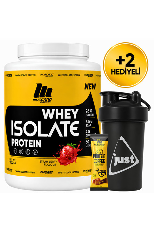 Whey Isolate Protein Tozu 1800 Gr 60 Servis Çilek + Shaker + Protein Kahve Hediyeli