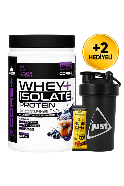 Core+ Series Isolate Whey Protein Tozu 900 Gr 30 Servis Yaban Mersinli Kek + Shaker + Protein Kahve