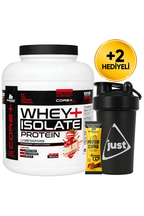 Core+ Series Isolate Whey Protein Tozu 1800 Gr 60 Servis Çilekli Pasta + Shaker + Protein Kahve
