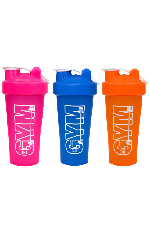 Gym Shaker 650 ML Ölçekli ve Sızdırmaz Kapaklı Protein Shaker 3'lü Set (Pembe+Mavi+Turuncu)