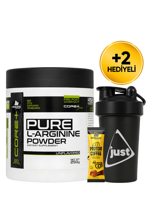 Core+ Pure L-Arginine Powder 250 Gr L-Arjinin 50 Servis + Shaker + Protein Kahve Hediyeli