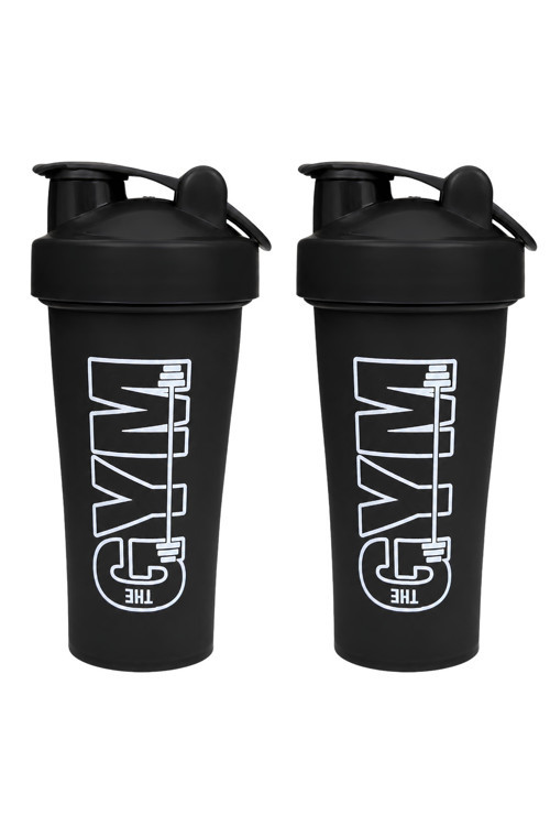 Gym Shaker 650 ML Ölçekli ve Sızdırmaz Kapaklı Protein Shaker 2'li Set (Siyah)