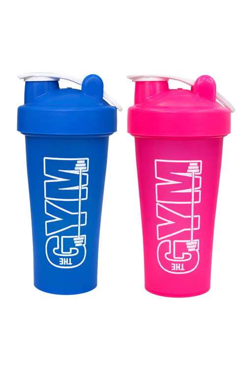 Gym Shaker 650 ML Ölçekli ve Sızdırmaz Kapaklı Protein Shaker 2'li Set (Mavi+Pembe)