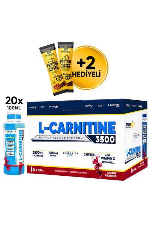 L-Carnitine 3500 Mg 20x100 ML Shot Vişne Aromalı + 2 x Protein Kahve Hediyeli