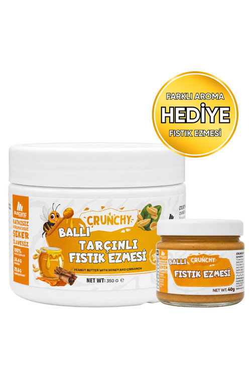 Ballı Tarçınlı Crunchy Fıstık Ezmesi 350 Gr 24,40 Gr Protein + 40 Gr Fıstık Ezmesi Hediyeli