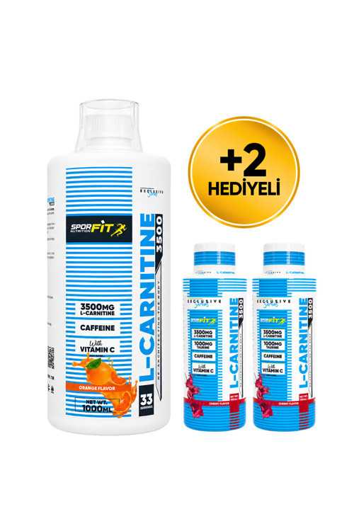 L-Carnitine 3500 Mg 1000 Ml 33 Servis Portakal + 2 x L-Karnitin Shot Hediyeli