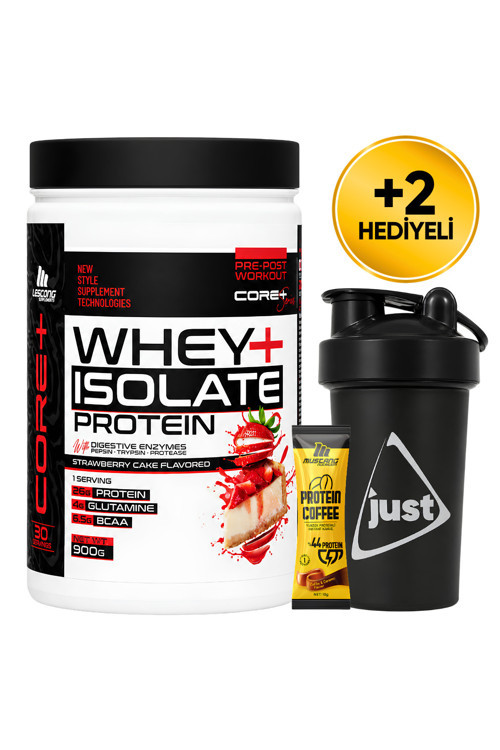 Core+ Series Isolate Whey Protein Tozu 900 Gr 30 Servis Çilekli Pasta + Shaker + Protein Kahve