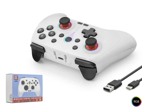 Bluetooth Gamepad Pc Ios Android Switch Ps3 Ps4 Uyumlu Rgb - Beyaz ND505W