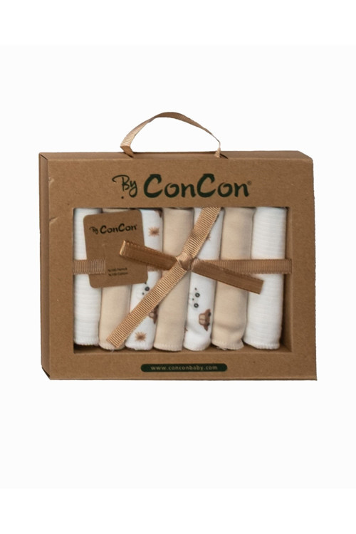 7’li %100 Pamuk Bebek Ağız Mendili | Yumuşak | Doğal | Hassas Ciltler İçin| 1 Paket