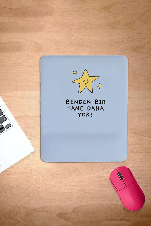 Dikdörtgen, Mavi, Benden Bir Tane Daha Yok, Yazılı Mousepad, Bilek Destekli Mouse Pedi
