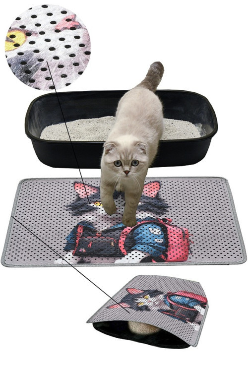 Kedi Kumu Paspası, Delikli Kedi Tuvaleti Paspası, Dijital Baskılı Kedi Paspası, 40*60