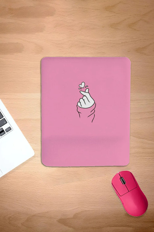 Dikdörtgen, Pembe Mousepad, Bilek Destekli ,Ergonomik, Konforlu Mousepad, Bilgisayar Laptop Aksesuar