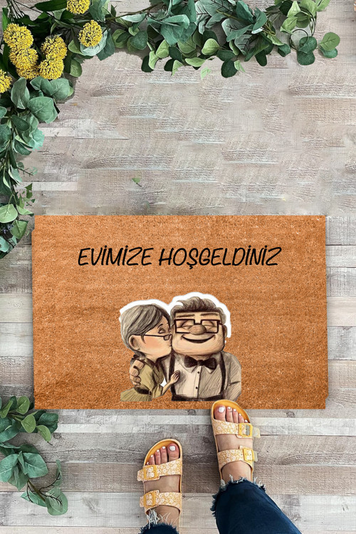Evimize Hoşgeldiniz, Tatlı Çift Dekoratif İç Dış Kapı Önü Paspası,