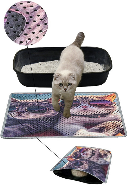 Kedi Kumu Paspası, Delikli Kedi Tuvaleti Paspası, Dijital Baskılı Paspas-40*60