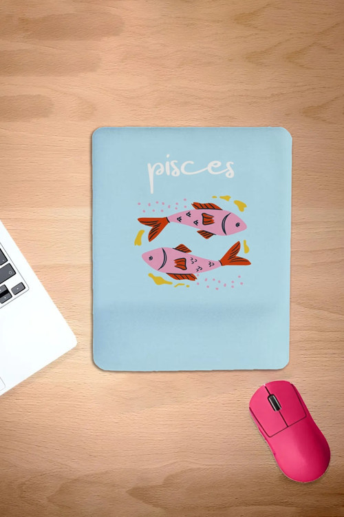 Dikdörtgen, Pisces, Desenli, Konforlu, Bilek Destekli Mousepad, Bilgisayar Faresi Pedi, Aksesuar