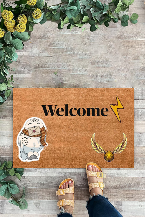Welcome, Baykuş, Harry Potter, Desenli Kapı Önü Paspası, İç Ve Dış Kapı Önü Paspası