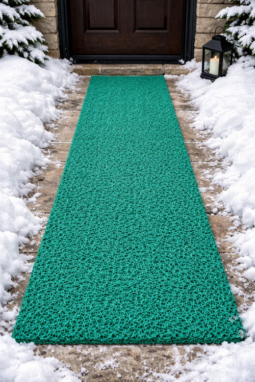 Yeşil, Kıvırcık Paspas, Havuz Kenarı, Mağaza Önü Kaymaz Paspas, Pvc Paspas, 100Cm.*100Cm.