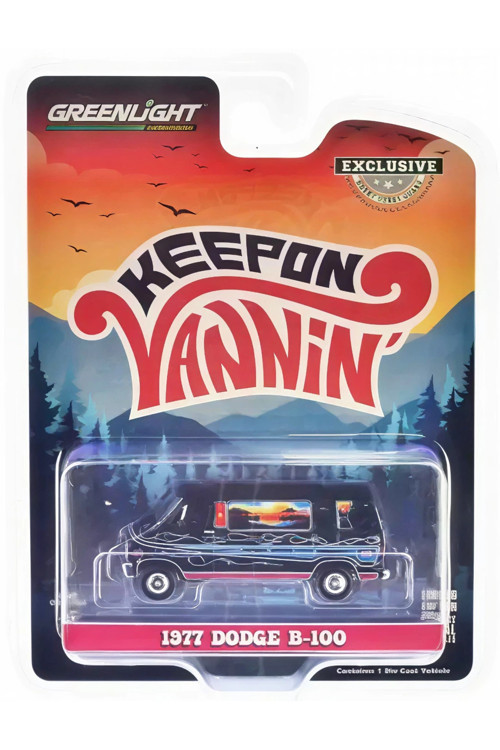 Greenlight 1/64 Vannin' - 1977 Dodge B-100 Custom Van - Mountain Sunrise Decoration 30475