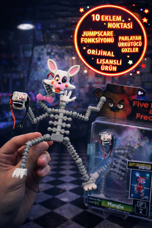 Five Nights at Freddy's Mangle Figür 13 cm Glow Işıklı Gözlü Hareketli Aksiyon Figürü FNAF