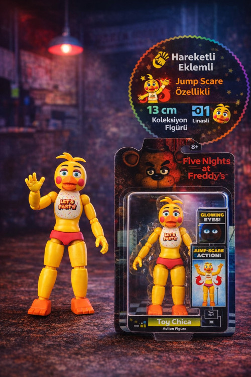 Five Nights at Freddy's Toy Chica Figür 13 cm Glow Işıklı Gözlü Hareketli Aksiyon Figürü FNAF