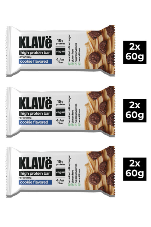 Yüksek Protein Bar Kakaolu & Kurabiye Aromalı - 60 g x 6 Adet - 15g Protein, Vegan ve Glutensiz