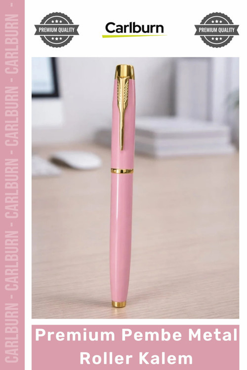 #Kalem Hediye Promosyon Lazer Baskı Logo Uygulanabilir Metal Gövde Premium Pembe Metal Roller Kalem