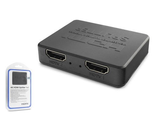 Büro Ev Ofis Cihazları için Siyah Hdmi Splitter 4K 1 In 2 Out Usb Güç Kablosu