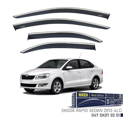 Skoda Rapid Sedan Cam Rüzgarlığı Kromlu 4'Lü 2013+ Sonrası